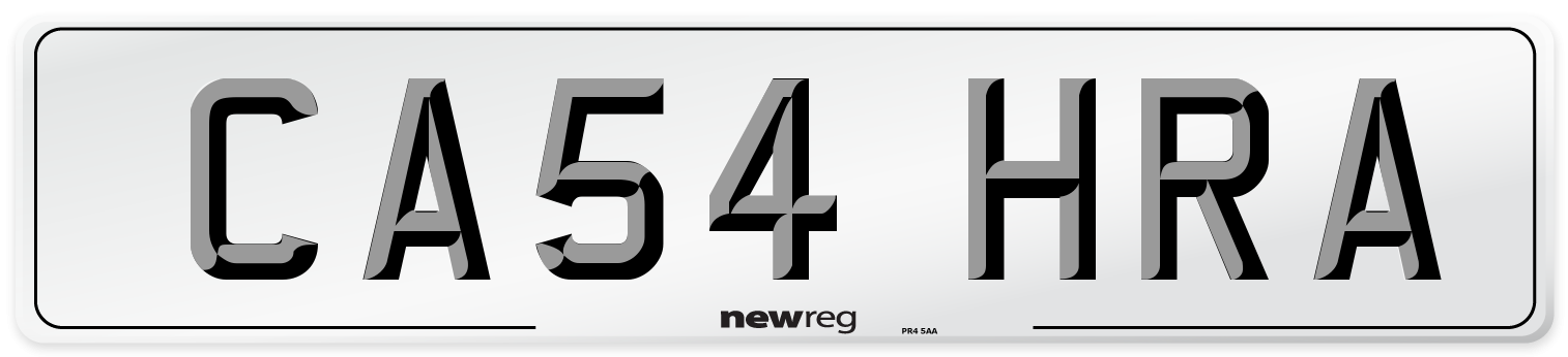 CA54 HRA Number Plate from New Reg